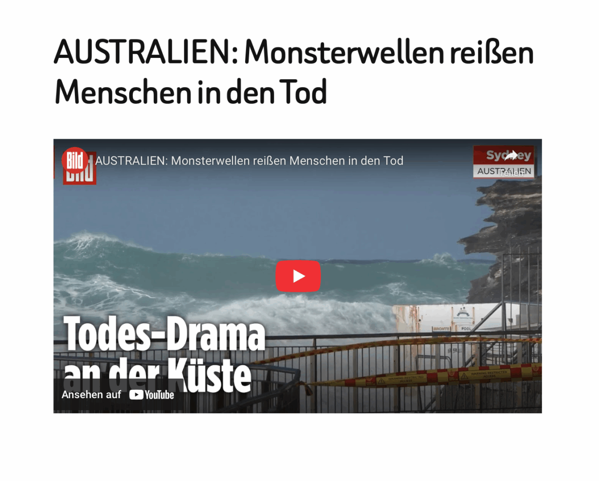 AUSTRALIEN: Monsterwellen reißen Menschen in den Tod