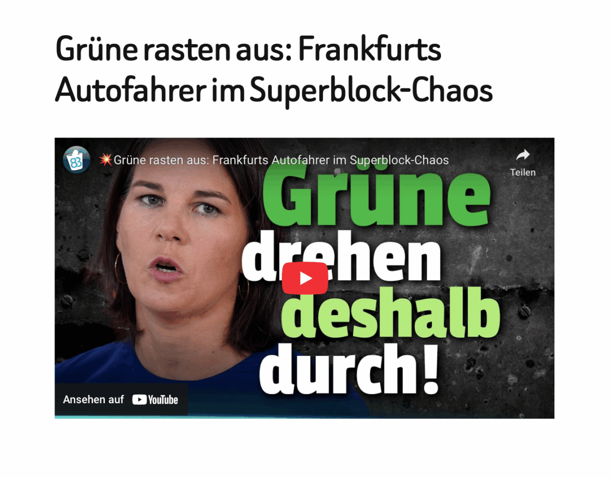 Grüne rasten aus: Frankfurts Autofahrer im Superblock-Chaos