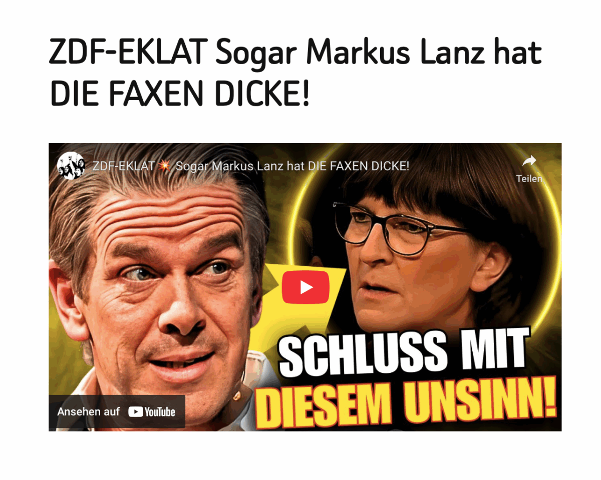 ZDF-EKLAT  Sogar  Markus  Lanz  hat DIE  FAXEN  DICKE!