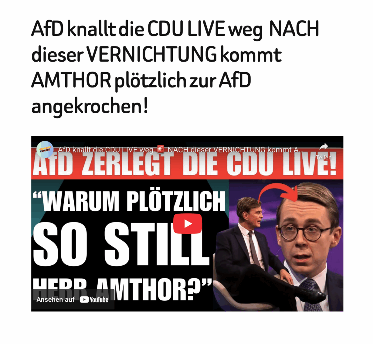 AfD knallt die CDU LIVE weg  NACH dieser VERNICHTUNG kommt AMTHOR plötzlich zur AfD angekrochen!