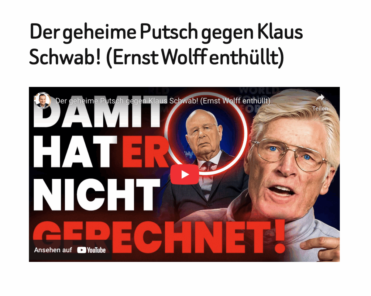 Der geheime Putsch gegen Klaus Schwab! (Ernst Wolff enthüllt)