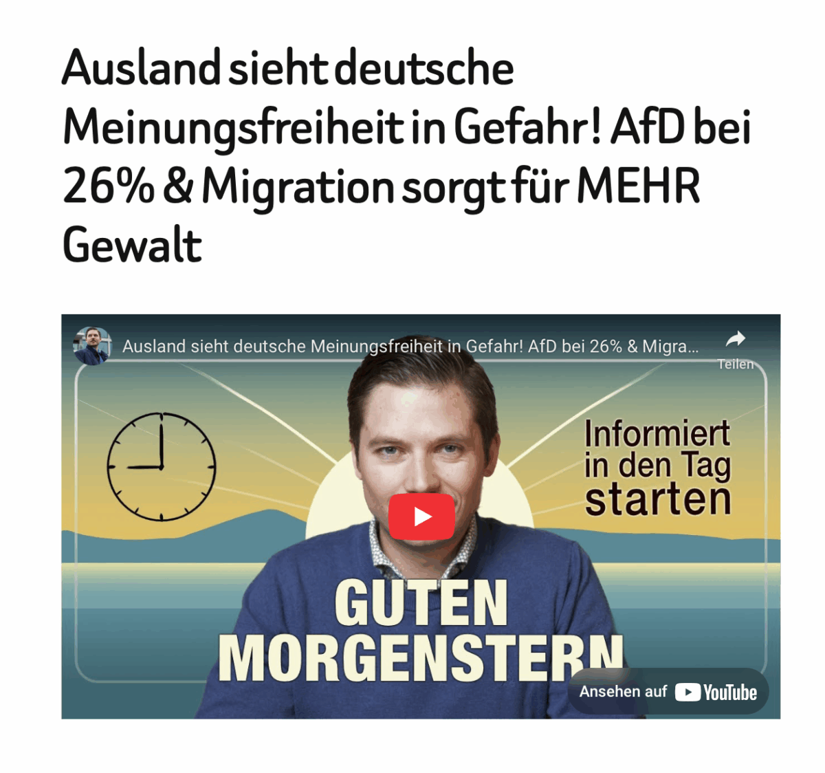 Ausland sieht deutsche Meinungsfreiheit in Gefahr! AfD bei 26% & Migration sorgt für MEHR Gewalt