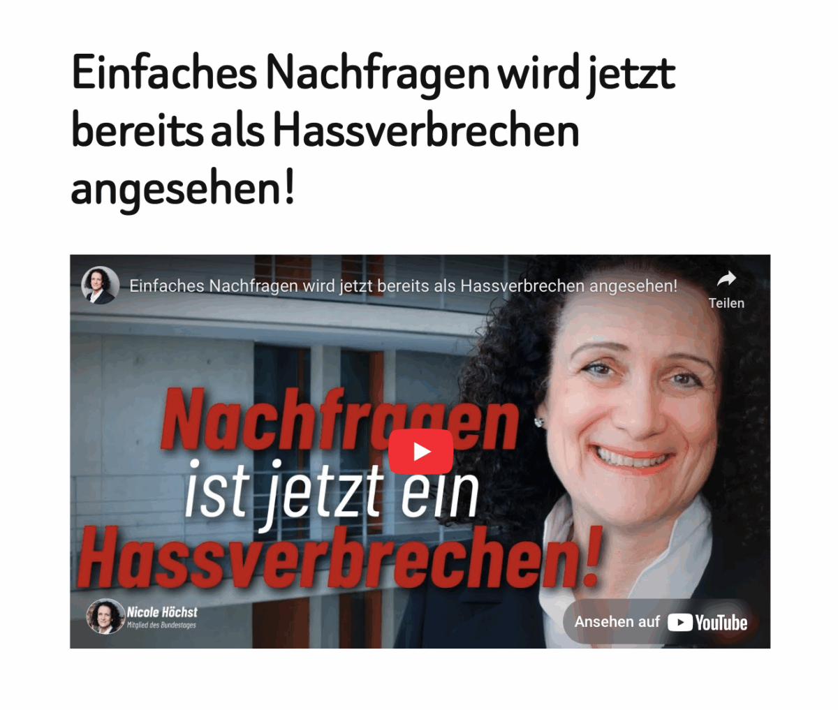 Einfaches Nachfragen wird jetzt bereits als Hassverbrechen angesehen!