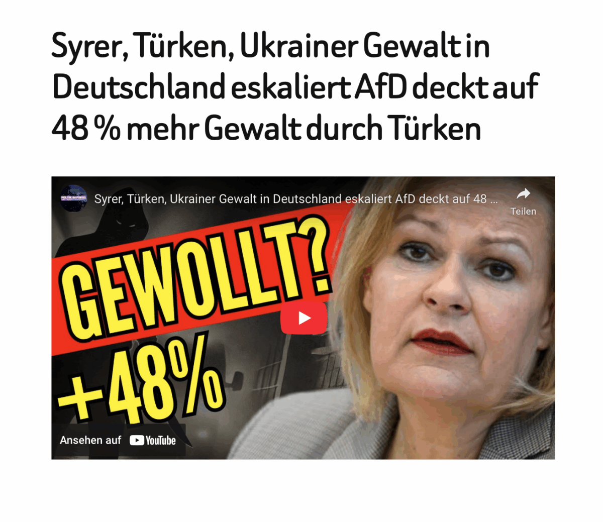 Syrer, Türken, Ukrainer Gewalt in Deutschland eskaliert AfD deckt auf 48 % mehr Gewalt durch Türken