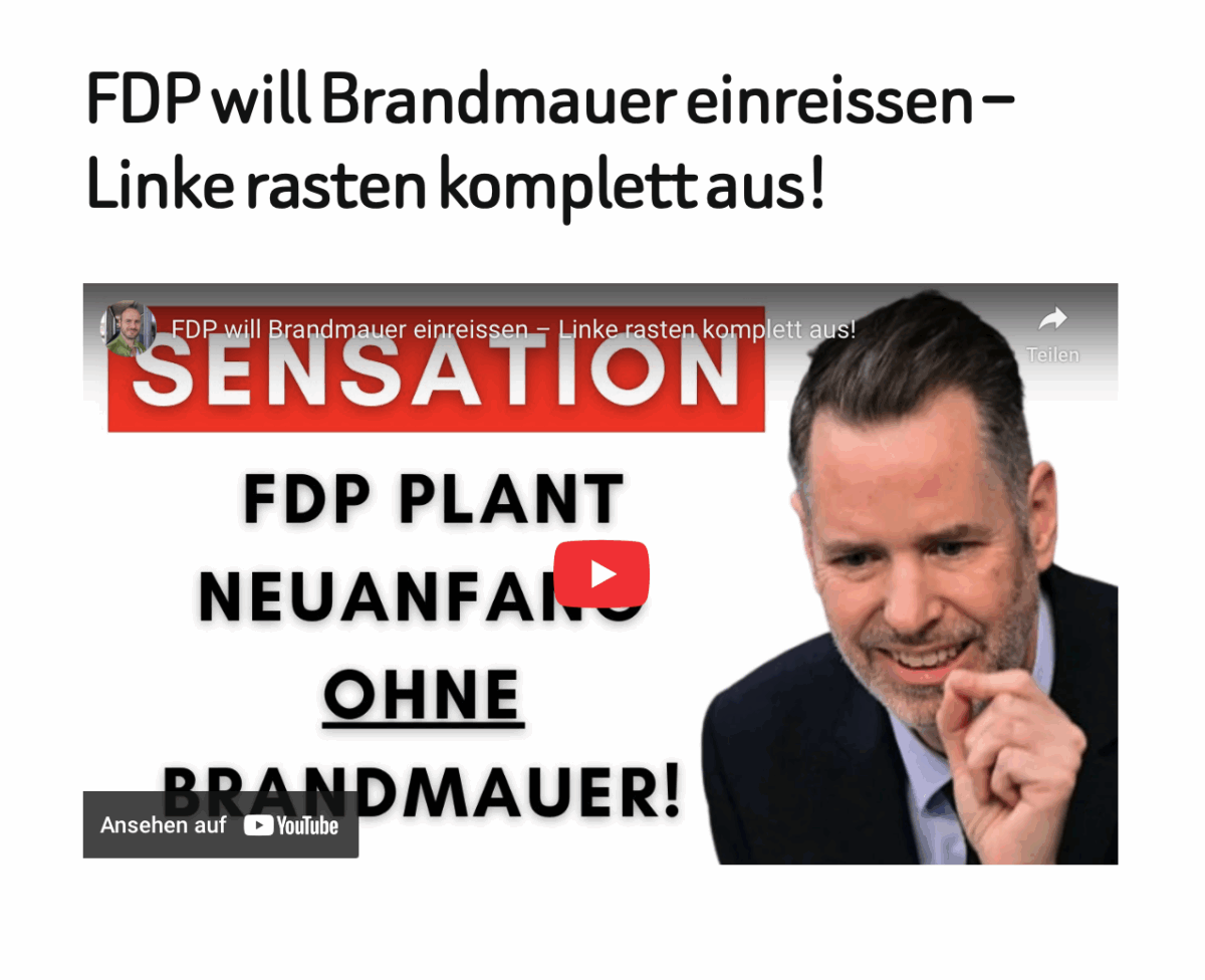 FDP will Brandmauer einreissen – Linke rasten komplett aus!