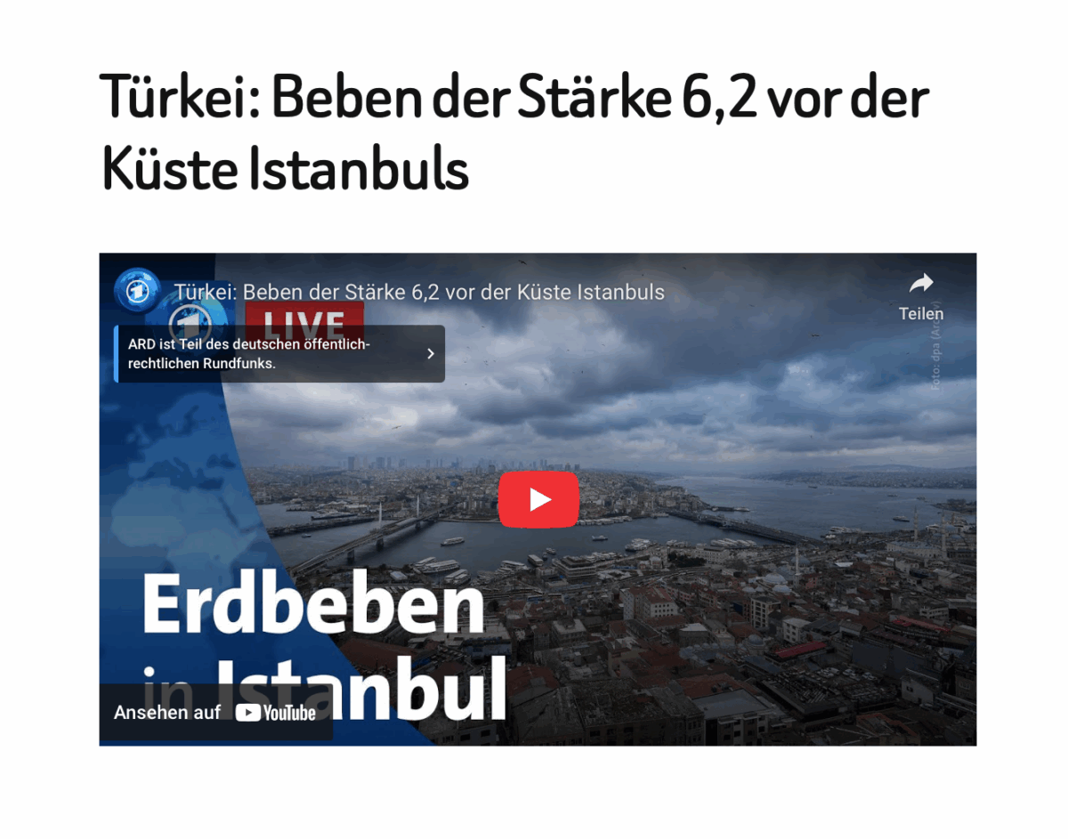Türkei: Beben der Stärke 6,2 vor der Küste Istanbuls