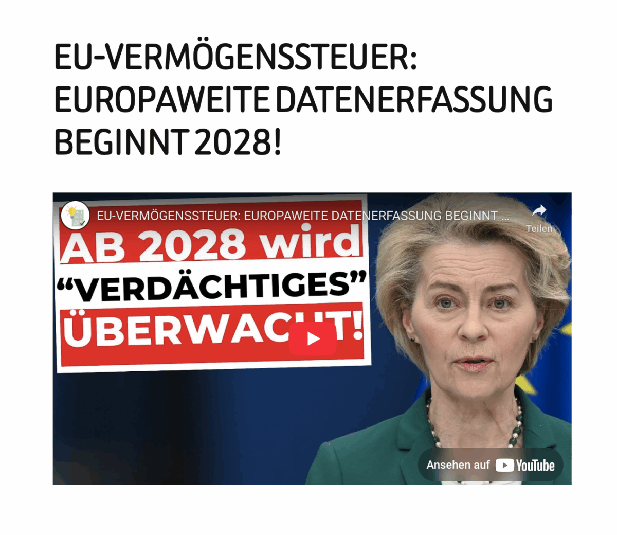 EU-VERMÖGENSSTEUER: EUROPAWEITE DATENERFASSUNG BEGINNT 2028!