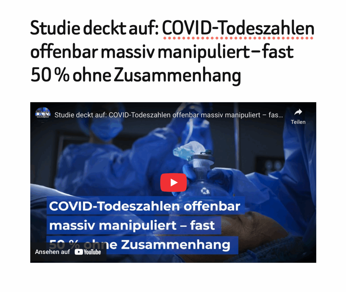 Studie deckt auf: COVID-Todeszahlen offenbar massiv manipuliert – fast 50 % ohne Zusammenhang