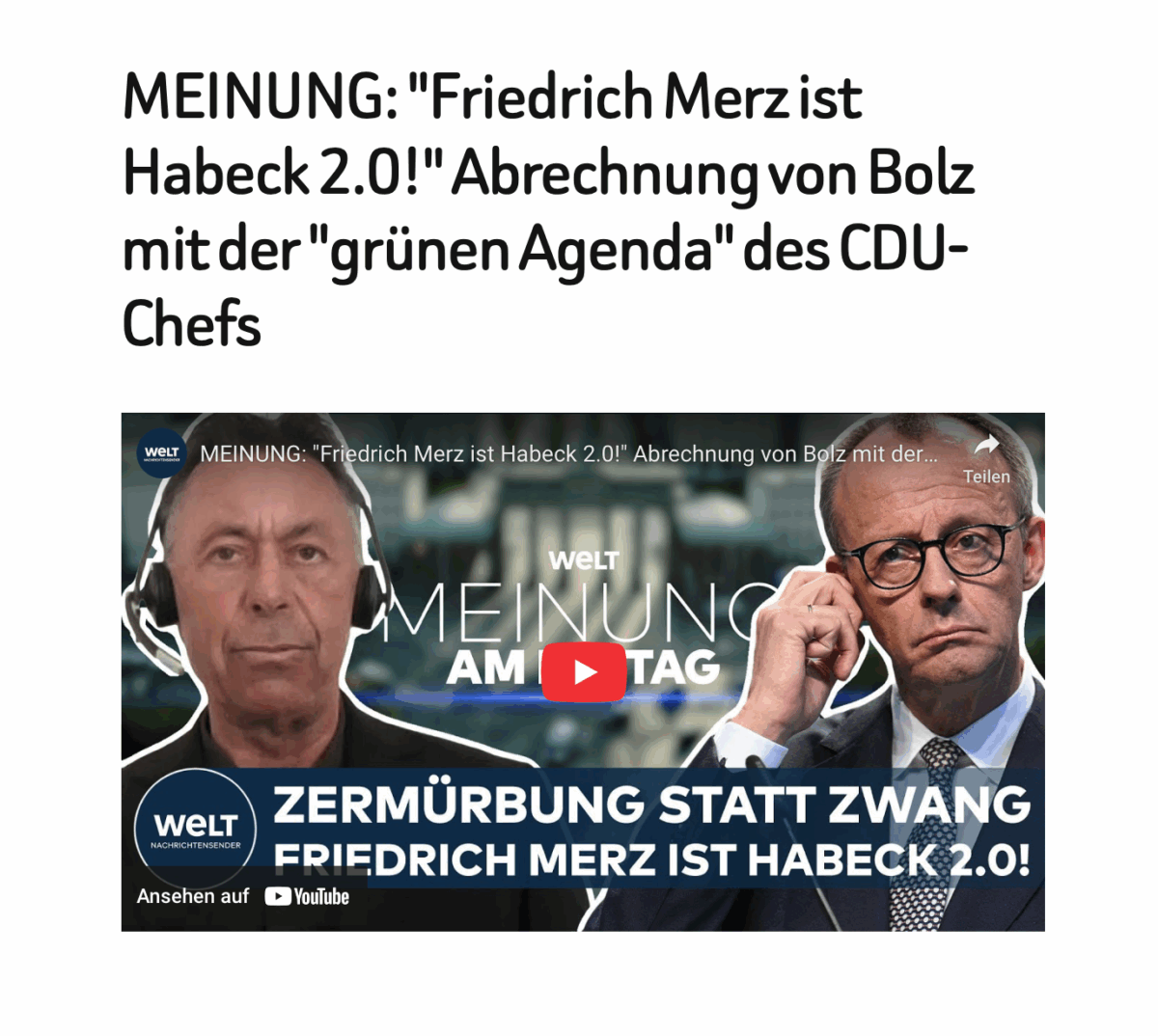 MEINUNG: „Friedrich Merz ist Habeck 2.0!“ Abrechnung von Bolz mit der „grünen Agenda“ des CDU-Chefs