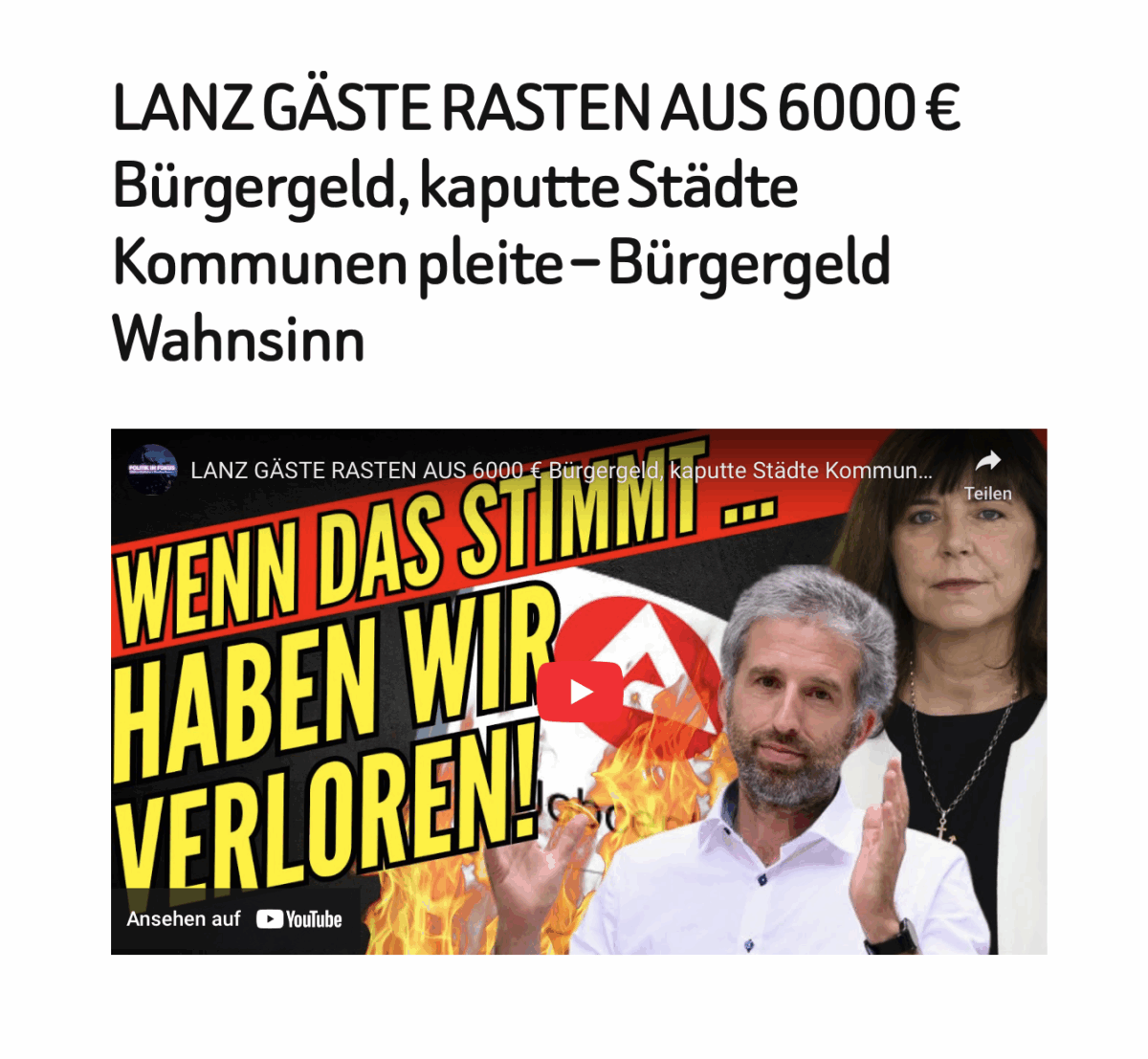 LANZ GÄSTE RASTEN AUS 6000 € Bürgergeld, kaputte Städte Kommunen pleite – Bürgergeld Wahnsinn