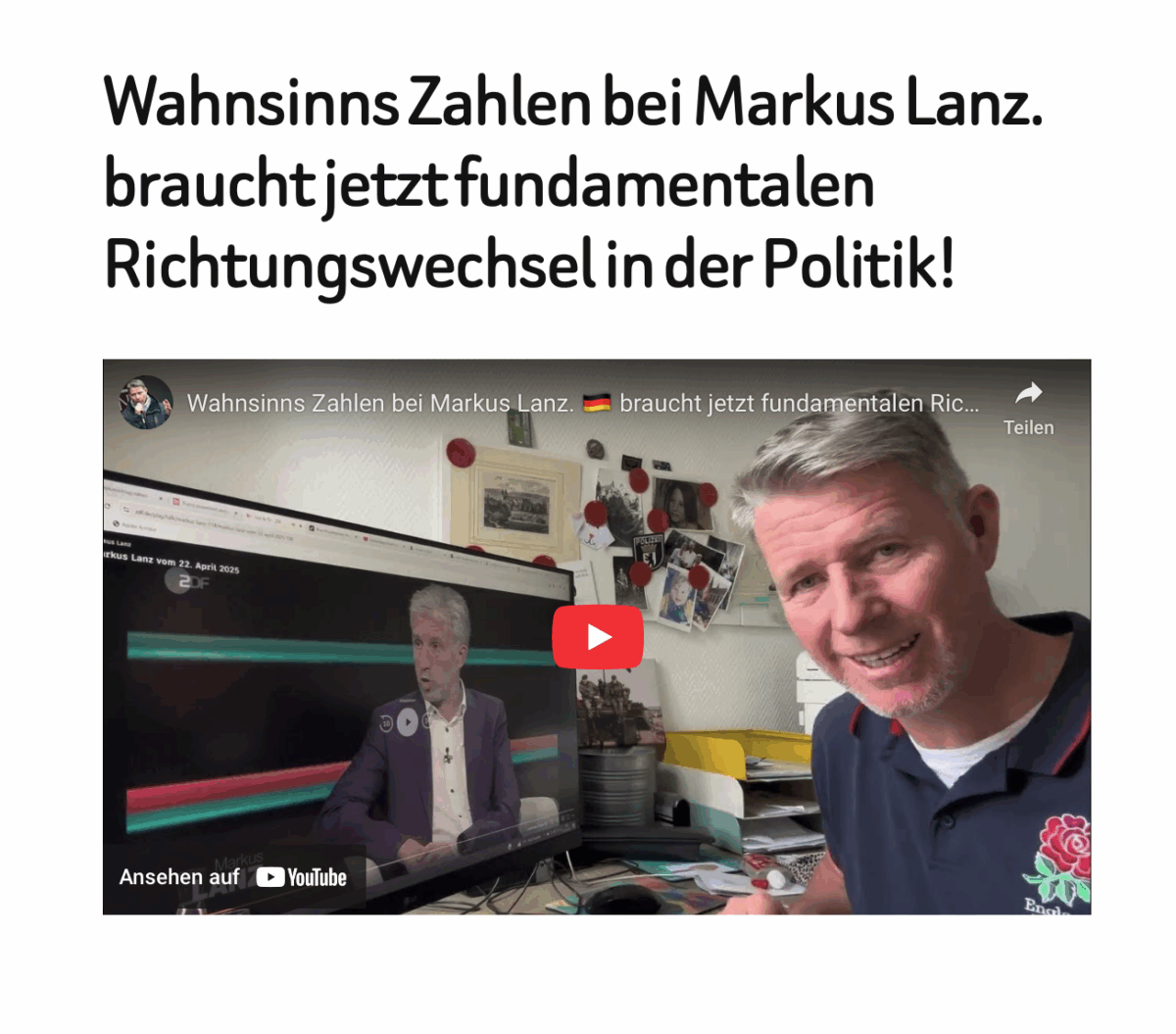 Wahnsinns Zahlen bei Markus Lanz.  braucht jetzt fundamentalen Richtungswechsel in der Politik!