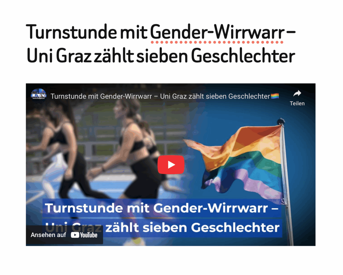 Turnstunde mit Gender-Wirrwarr – Uni Graz zählt sieben Geschlechter