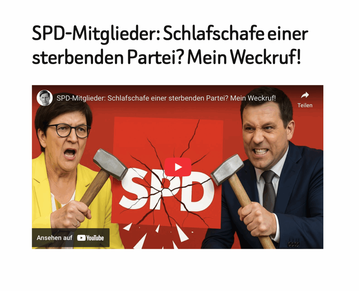 SPD-Mitglieder: Schlafschafe einer sterbenden Partei? Mein Weckruf!