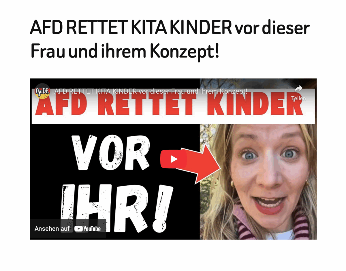 AFD RETTET KITA KINDER vor dieser Frau und ihrem Konzept!