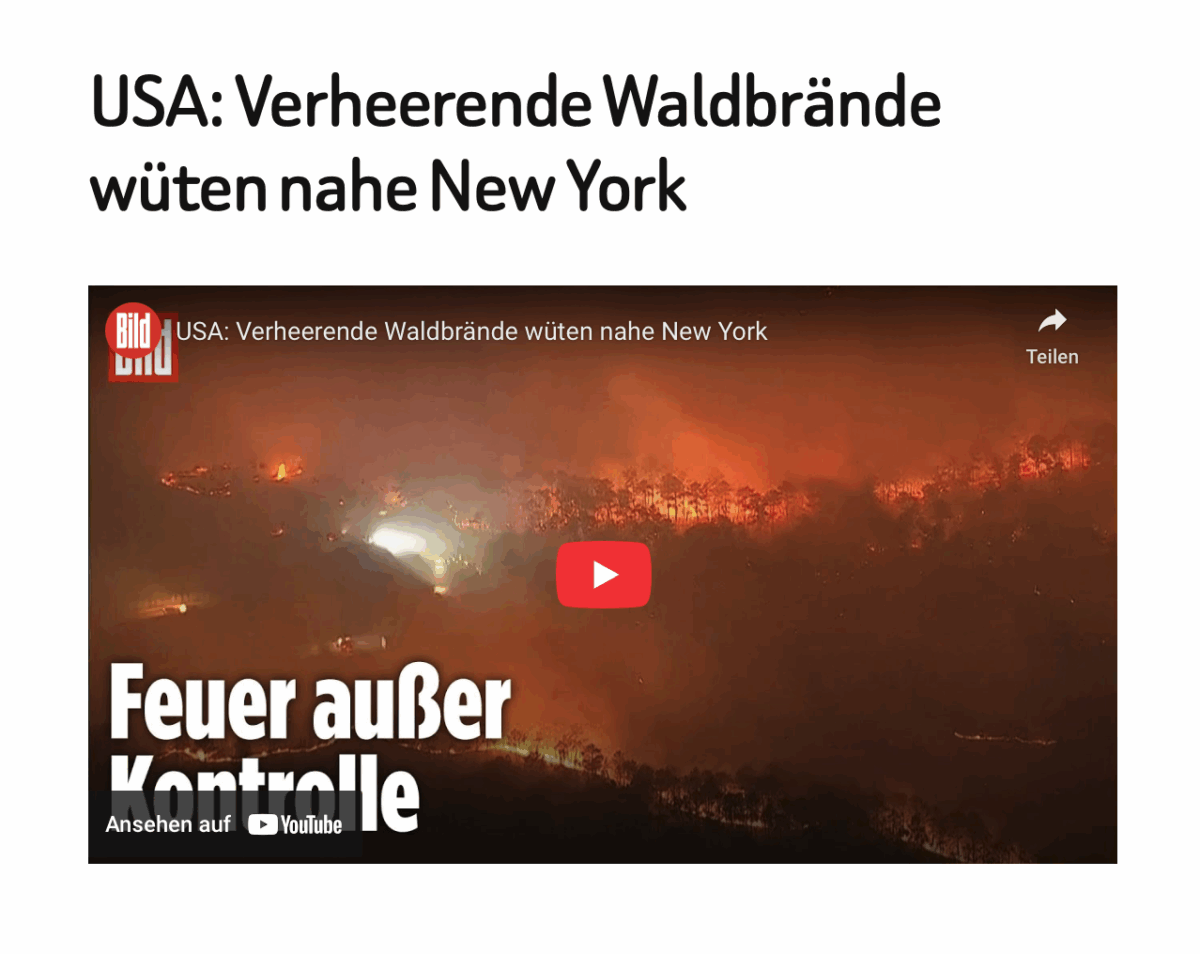 USA: Verheerende Waldbrände wüten nahe New York