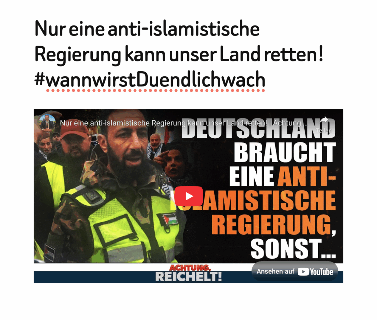 Nur eine anti-islamistische Regierung kann unser Land retten! #wannwirstDuendlichwach