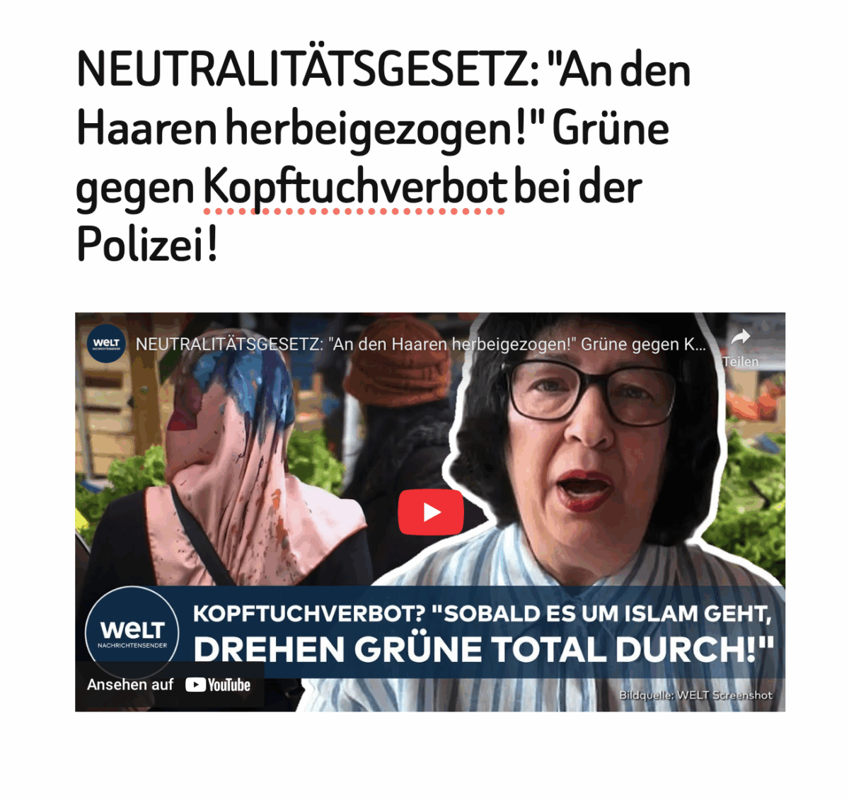 NEUTRALITÄTSGESETZ: „An den Haaren herbeigezogen!“ Grüne gegen Kopftuchverbot bei der Polizei!
