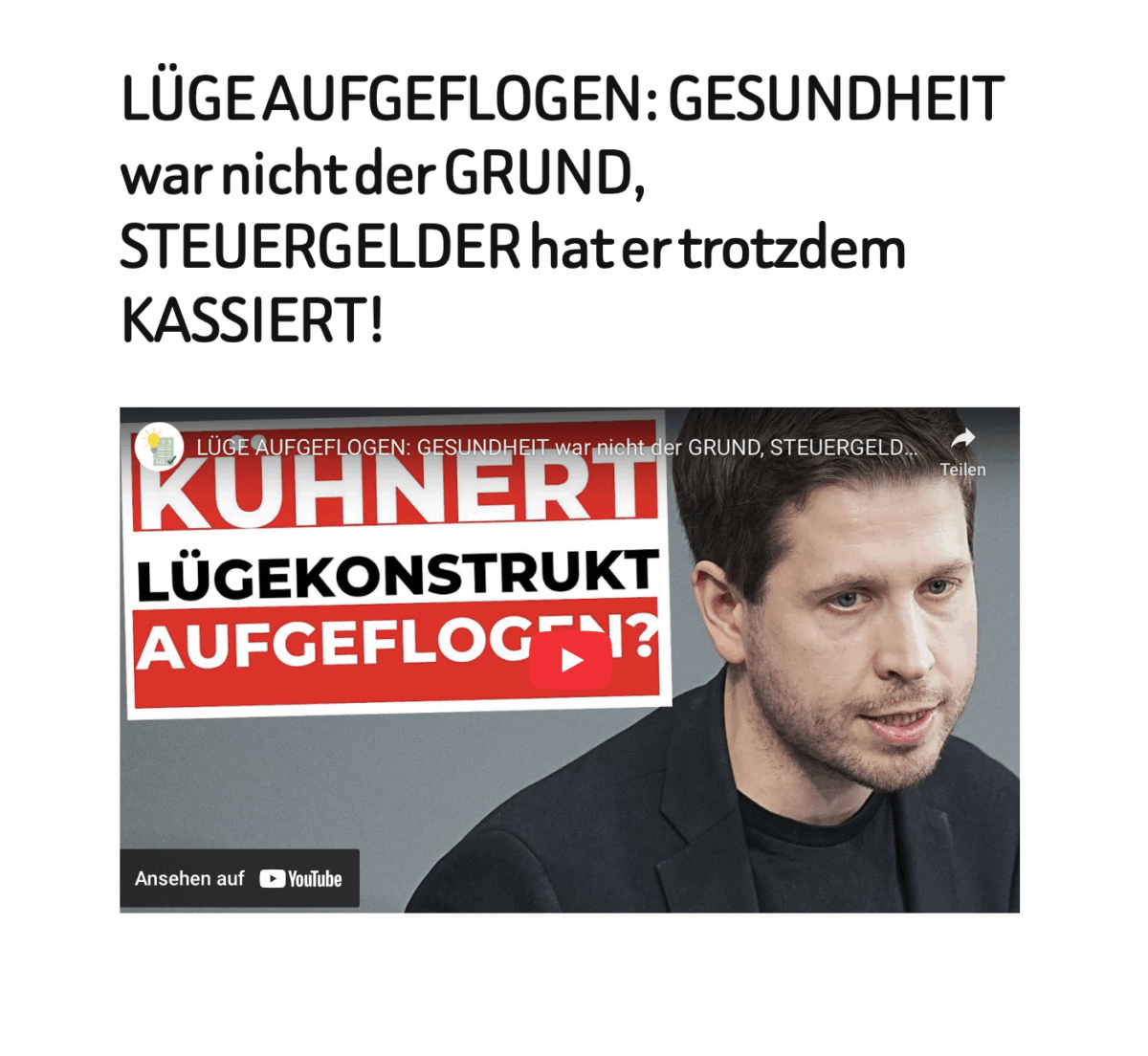 LÜGE AUFGEFLOGEN: GESUNDHEIT war nicht der GRUND, STEUERGELDER hat er trotzdem KASSIERT!