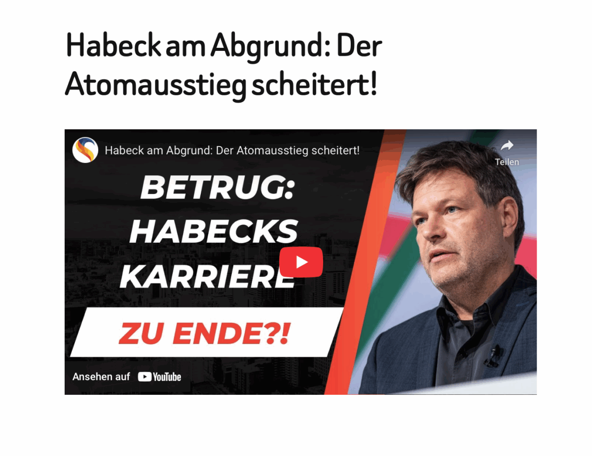 Habeck am Abgrund: Der Atomausstieg scheitert!