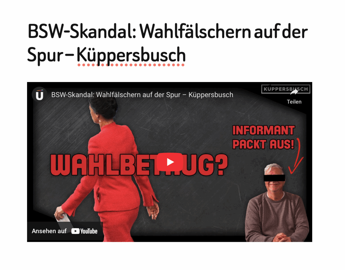 BSW-Skandal: Wahlfälschern auf der Spur – Küppersbusch