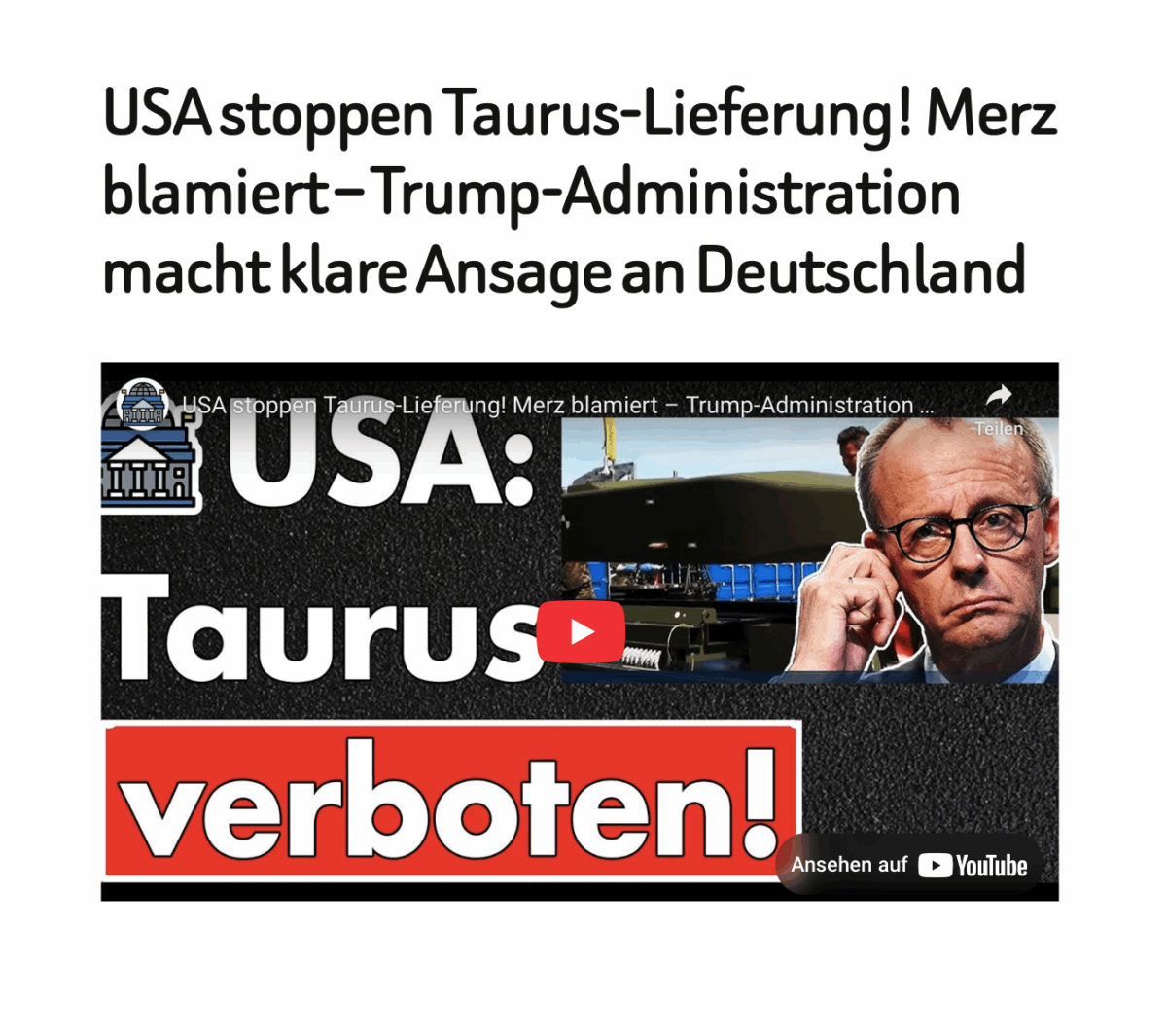 USA stoppen Taurus-Lieferung! Merz blamiert – Trump-Administration macht klare Ansage an Deutschland