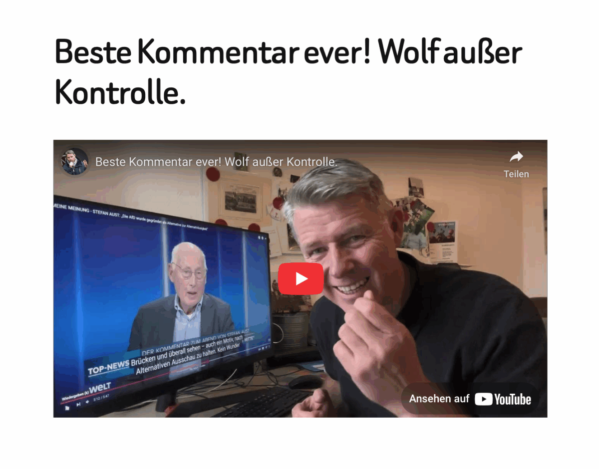 Beste Kommentar ever! Wolf außer Kontrolle.