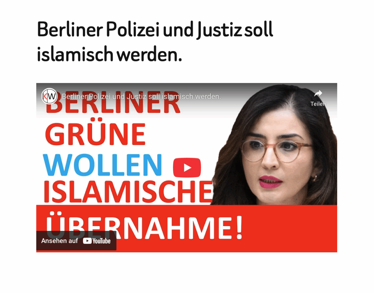 Berliner Polizei und Justiz soll islamisch werden.