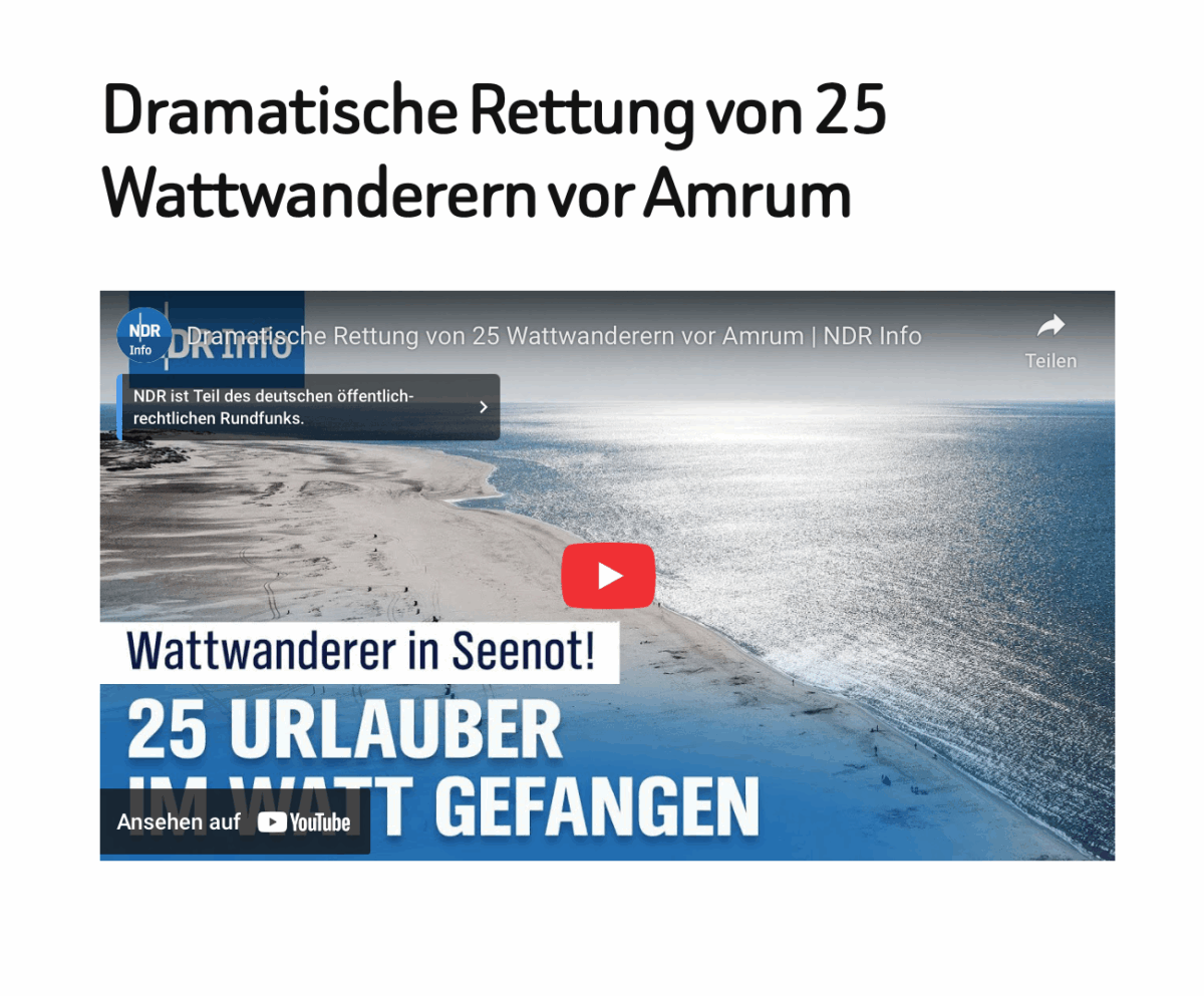 Dramatische Rettung von 25 Wattwanderern vor Amrum 