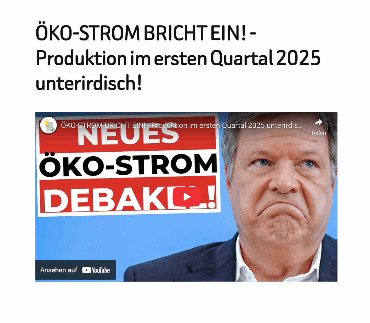 ÖKO-STROM BRICHT EIN! – Produktion im ersten Quartal 2025 unterirdisch!