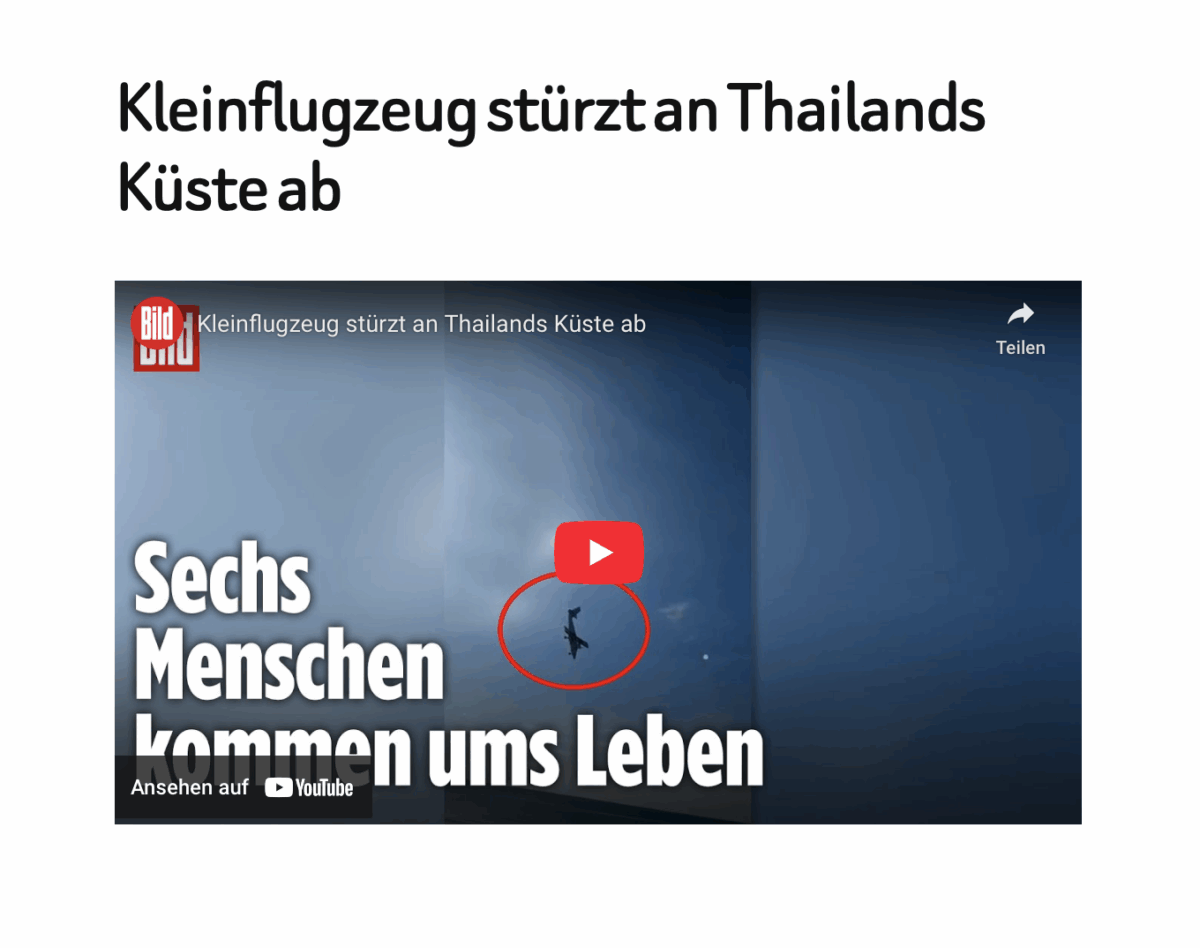 Kleinflugzeug stürzt an Thailands Küste ab