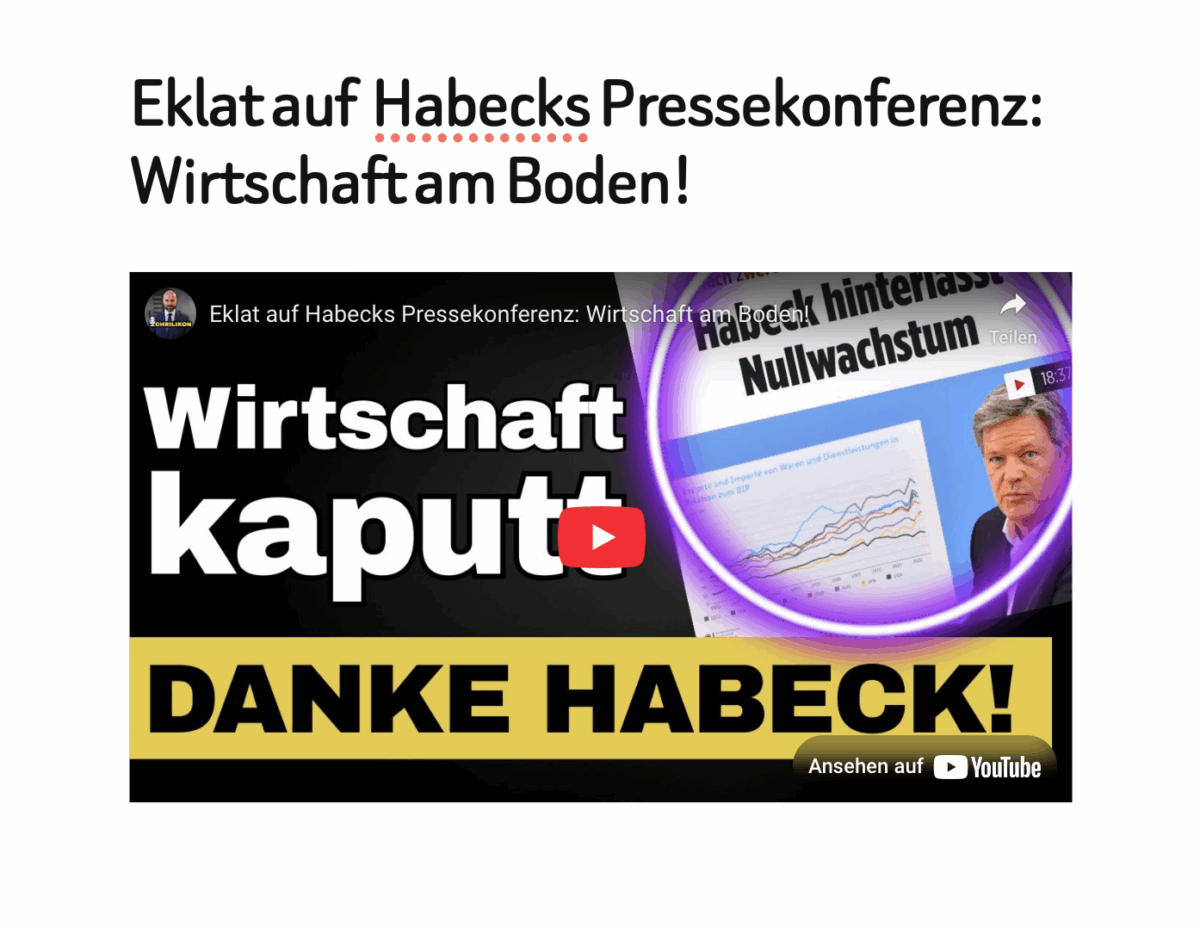 Eklat auf  Habecks Pressekonferenz: Wirtschaft am Boden!