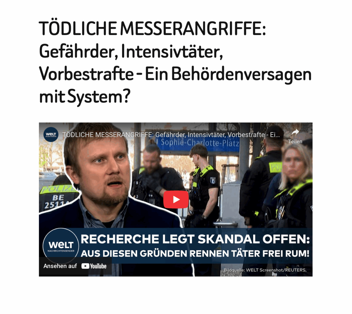 TÖDLICHE MESSERANGRIFFE: Gefährder, Intensivtäter, Vorbestrafte – Ein Behördenversagen mit System?