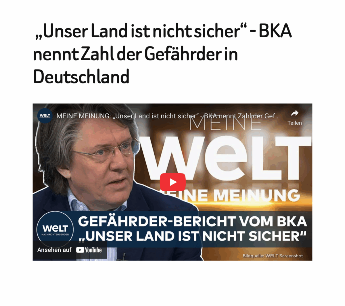  „Unser Land ist nicht sicher“ – BKA nennt Zahl der Gefährder in Deutschland