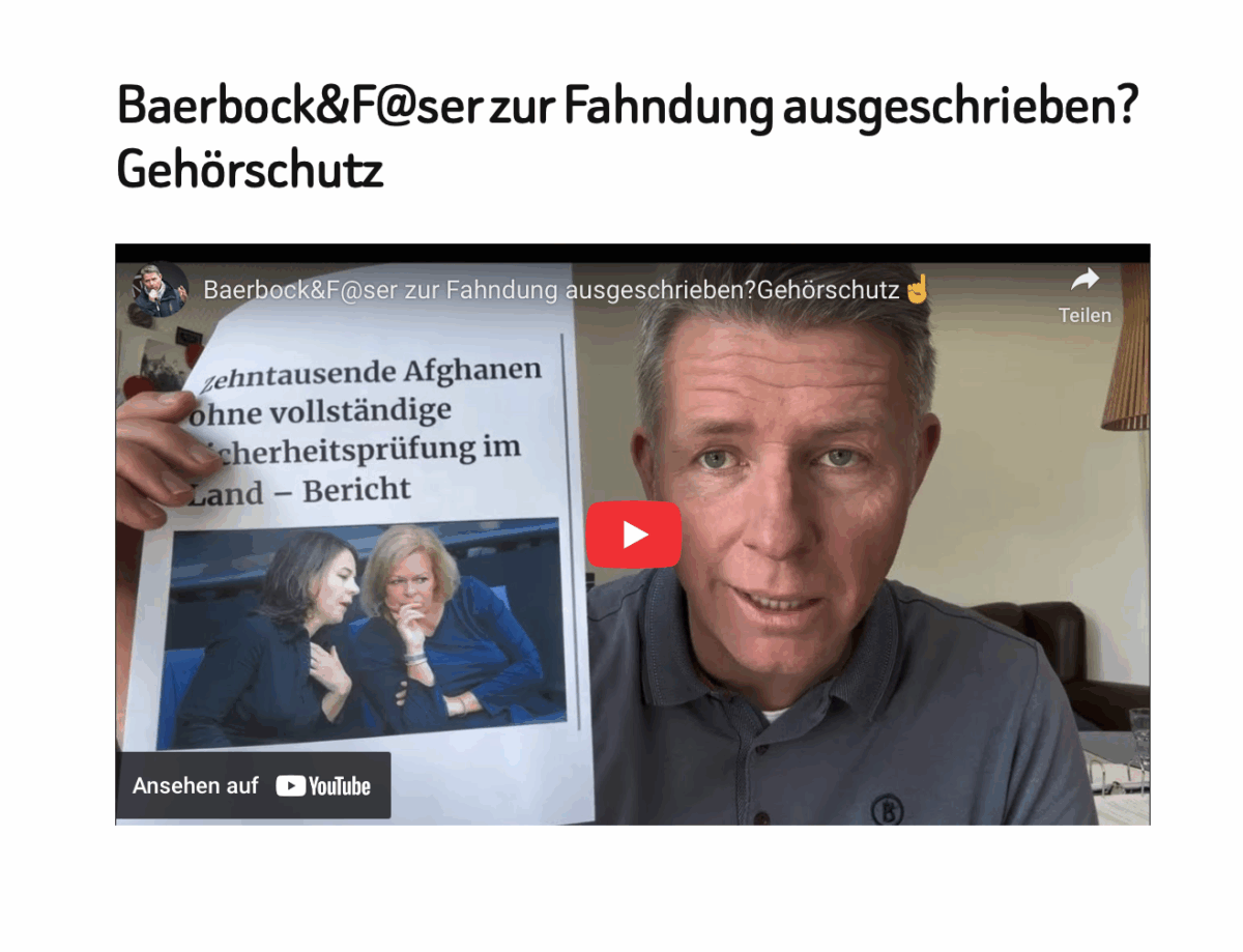 Baerbock&F@ser zur Fahndung ausgeschrieben?Gehörschutz