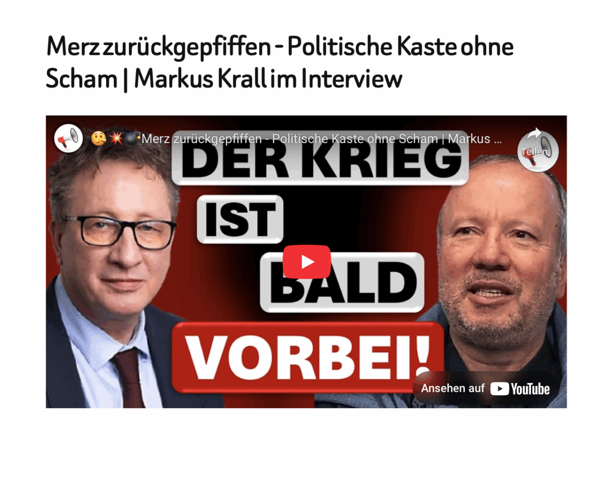 Merz zurückgepfiffen – Politische Kaste ohne Scham | Markus Krall im Interview