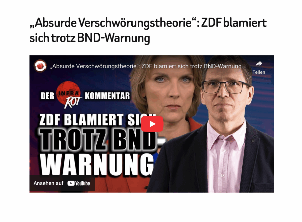 „Absurde Verschwörungstheorie“: ZDF blamiert sich trotz BND-Warnung