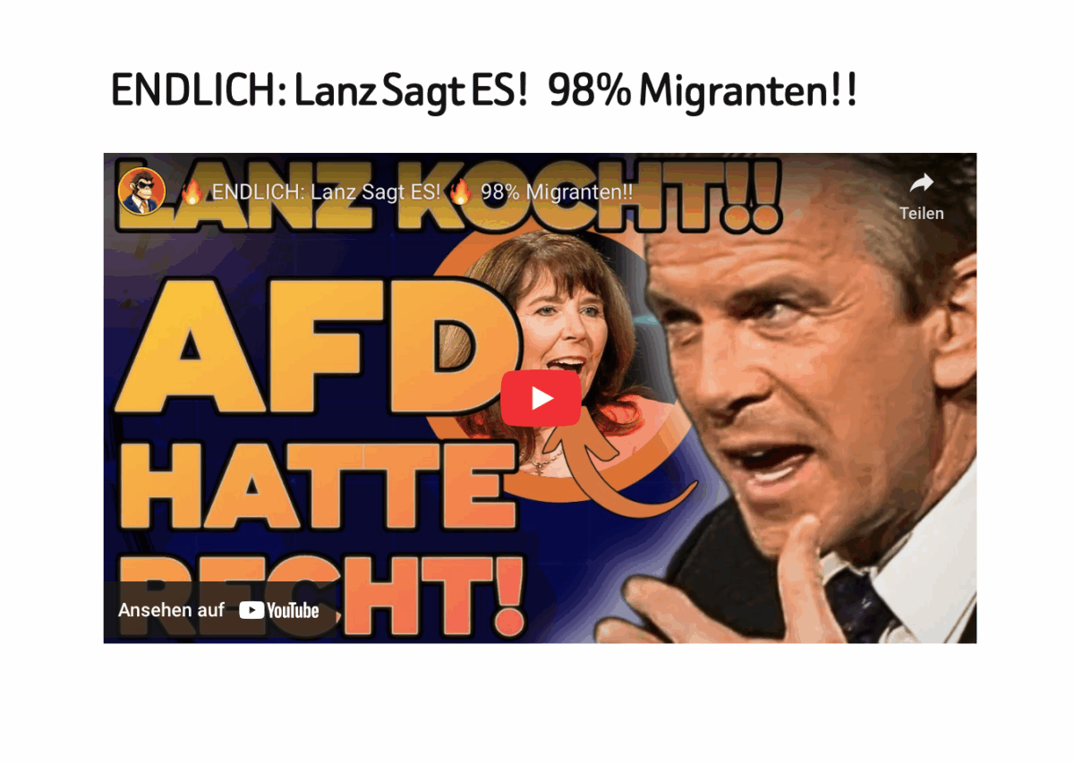 ENDLICH: Lanz Sagt ES!   98% Migranten!!