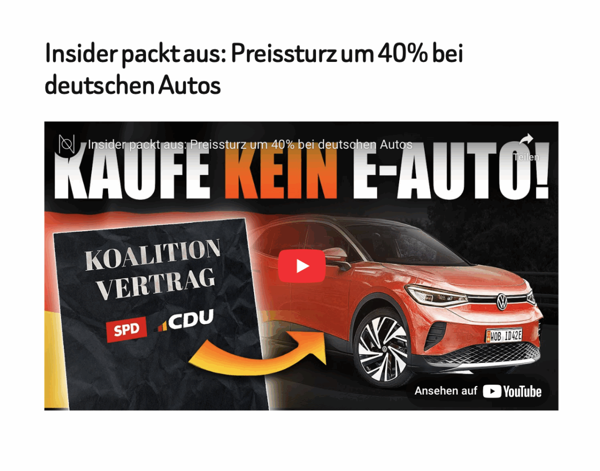 Insider packt aus: Preissturz um 40% bei deutschen Autos