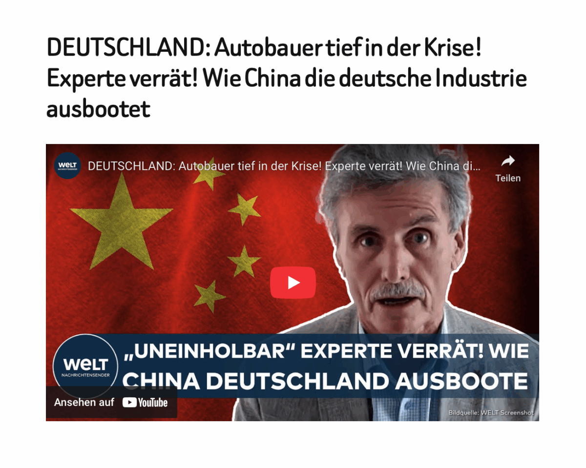 DEUTSCHLAND: Autobauer tief in der Krise! Experte verrät! Wie China die deutsche Industrie ausbootet