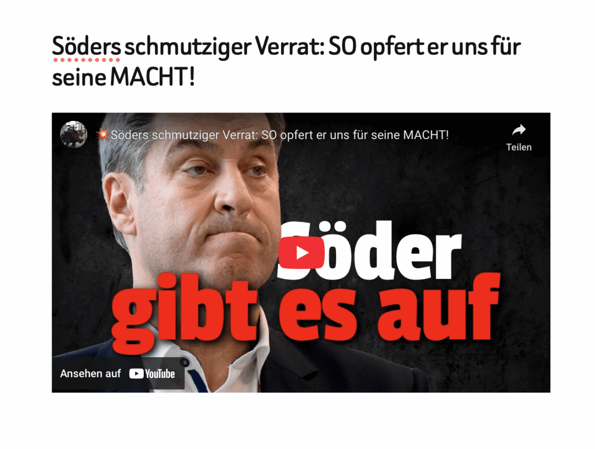 Söders schmutziger Verrat: SO opfert er uns für seine MACHT!