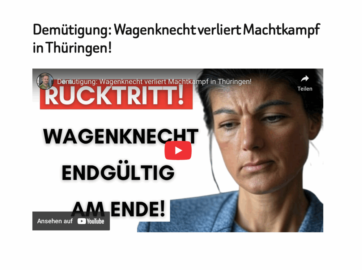 Demütigung: Wagenknecht verliert Machtkampf in Thüringen!