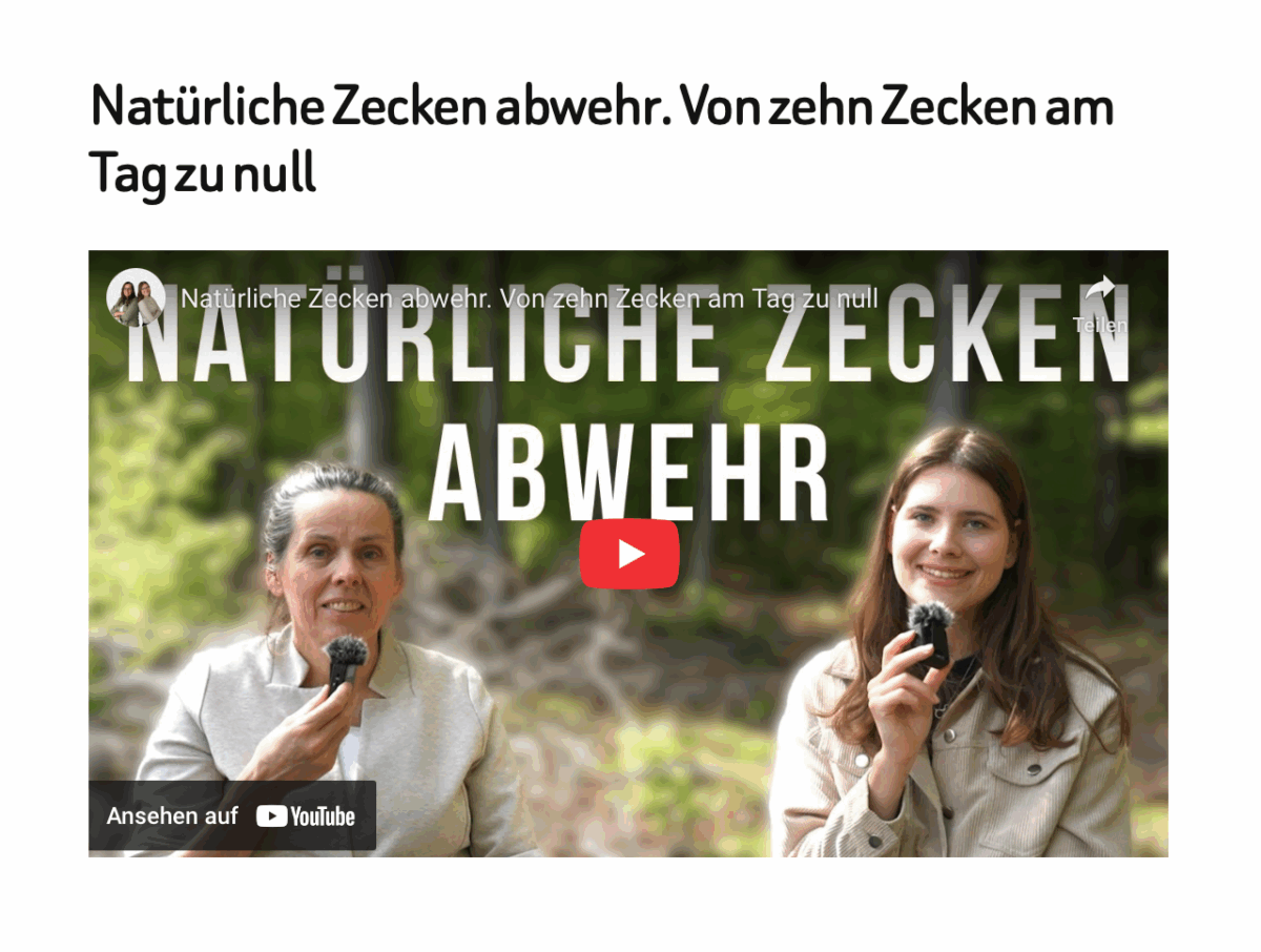 Natürliche Zecken abwehr. Von zehn Zecken am Tag zu null