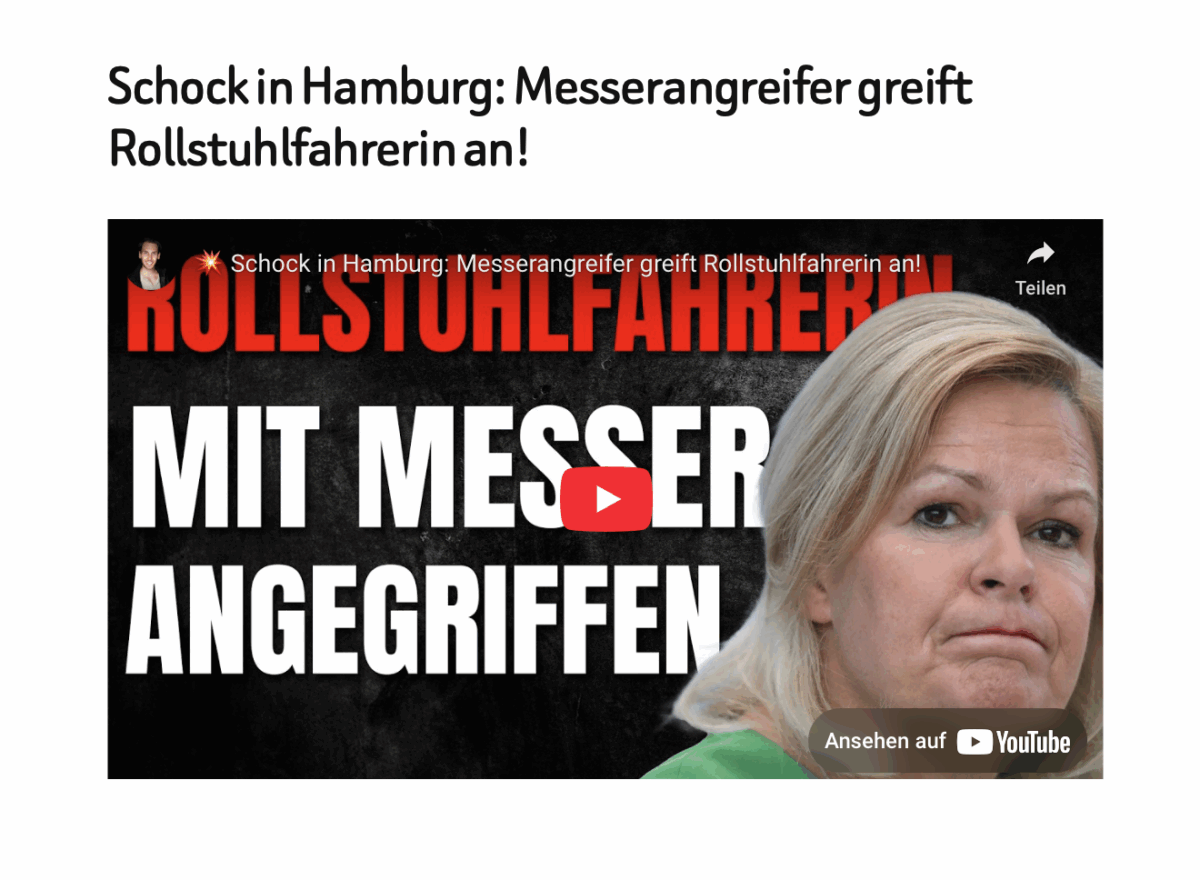 Schock in Hamburg: Messerangreifer greift Rollstuhlfahrerin an!