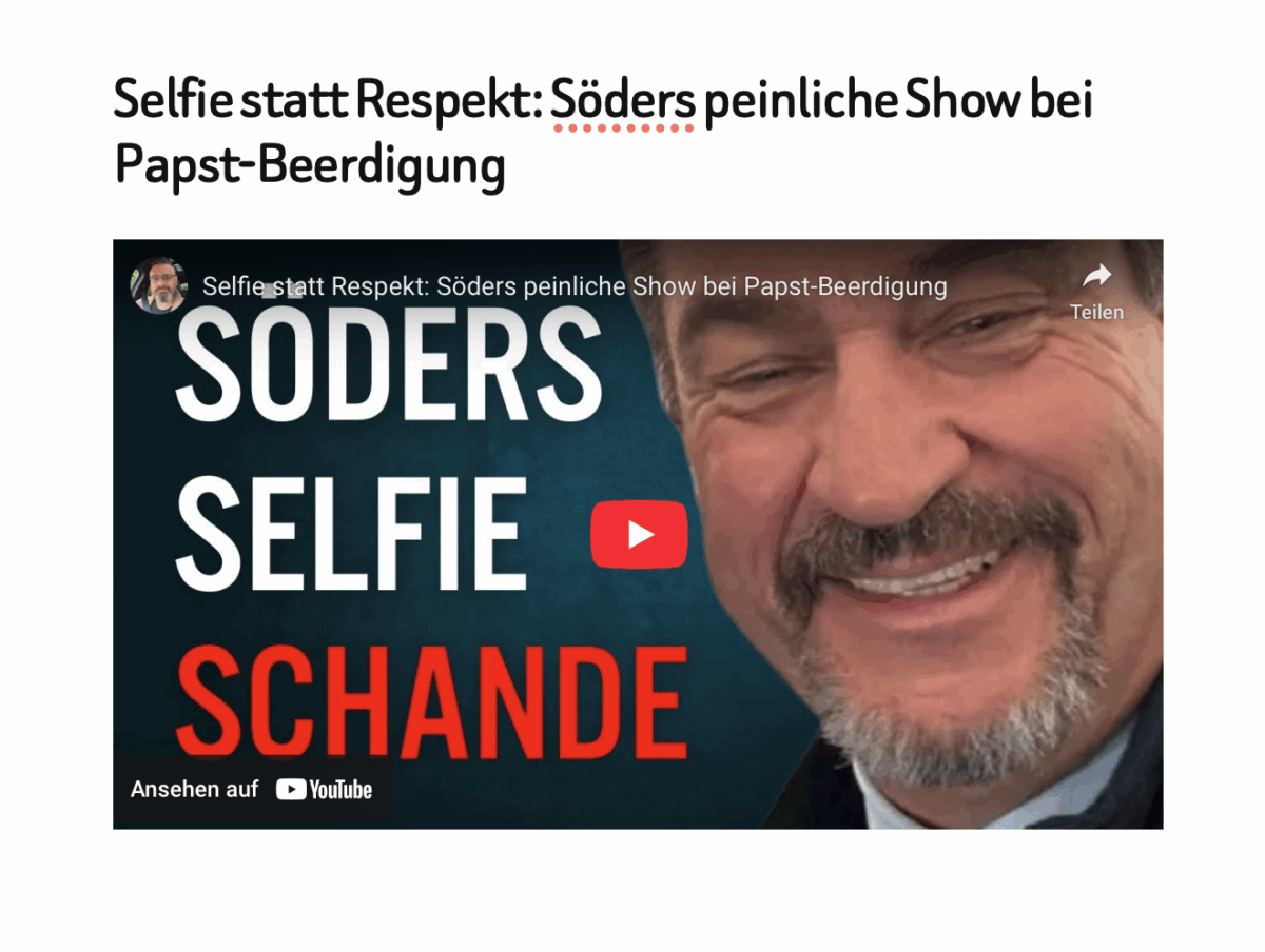 Selfie statt Respekt: Söders peinliche Show bei Papst-Beerdigung