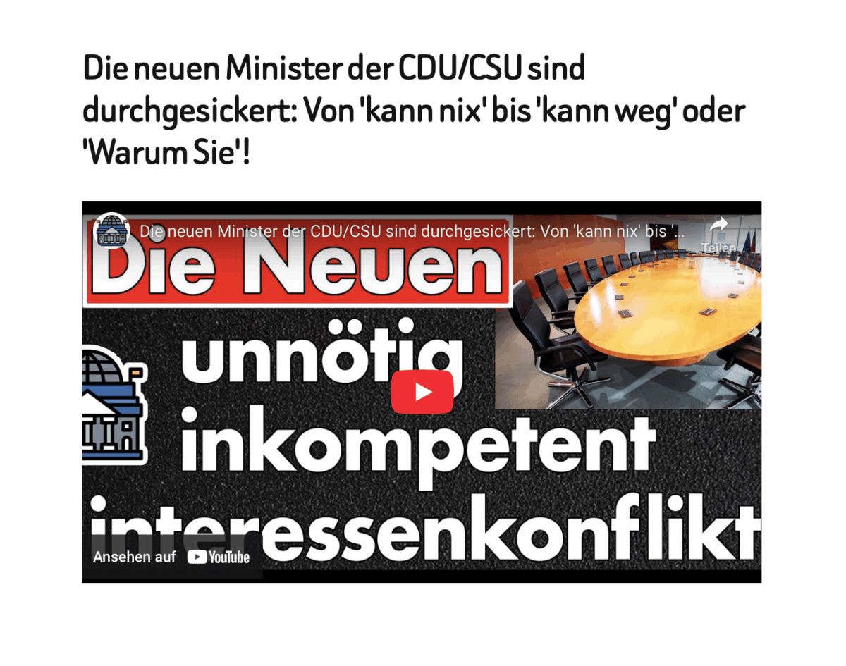 Die neuen Minister der CDU/CSU sind durchgesickert: Von ‚kann nix‘ bis ‚kann weg‘ oder ‚Warum Sie‘!