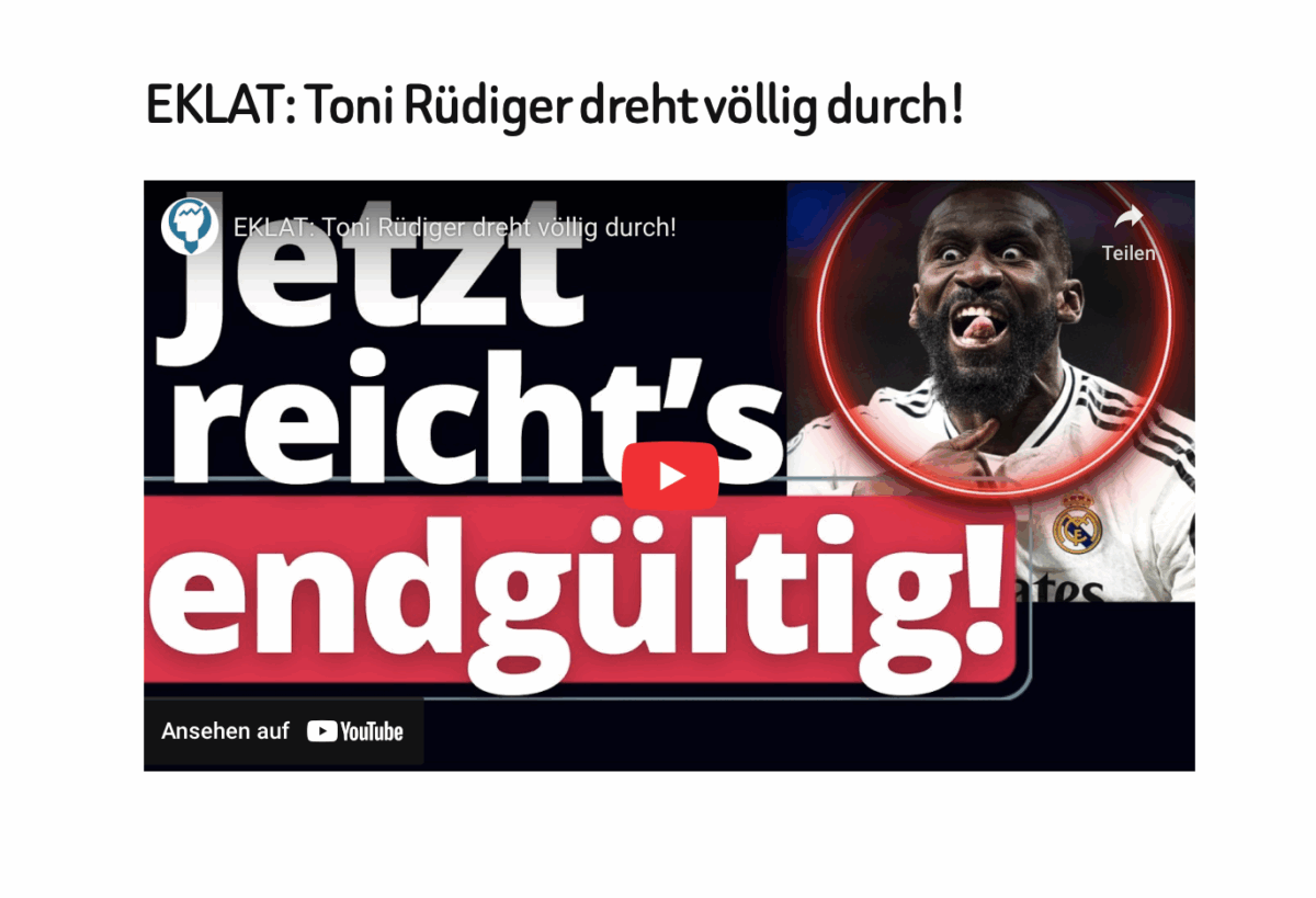 EKLAT: Toni Rüdiger dreht völlig durch!
