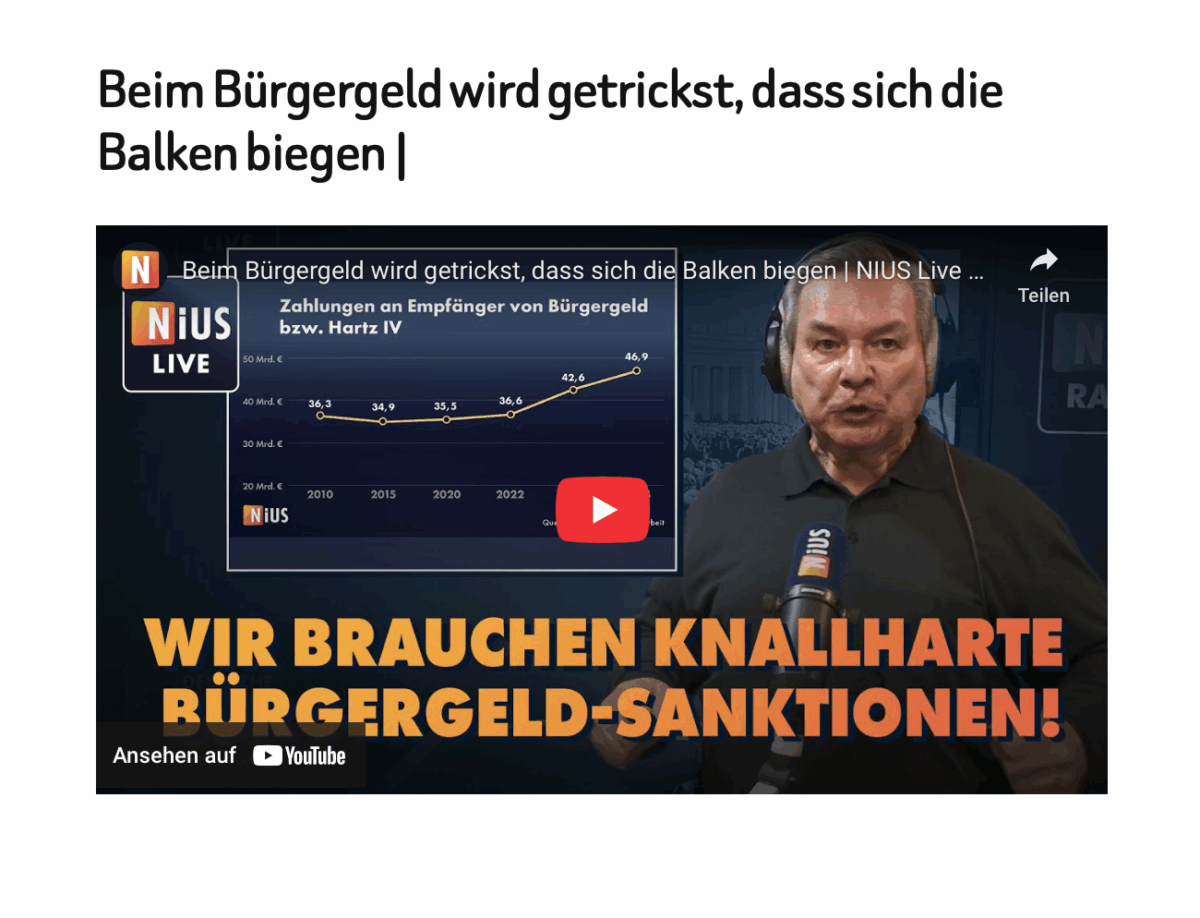 Beim Bürgergeld wird getrickst, dass sich die Balken biegen |