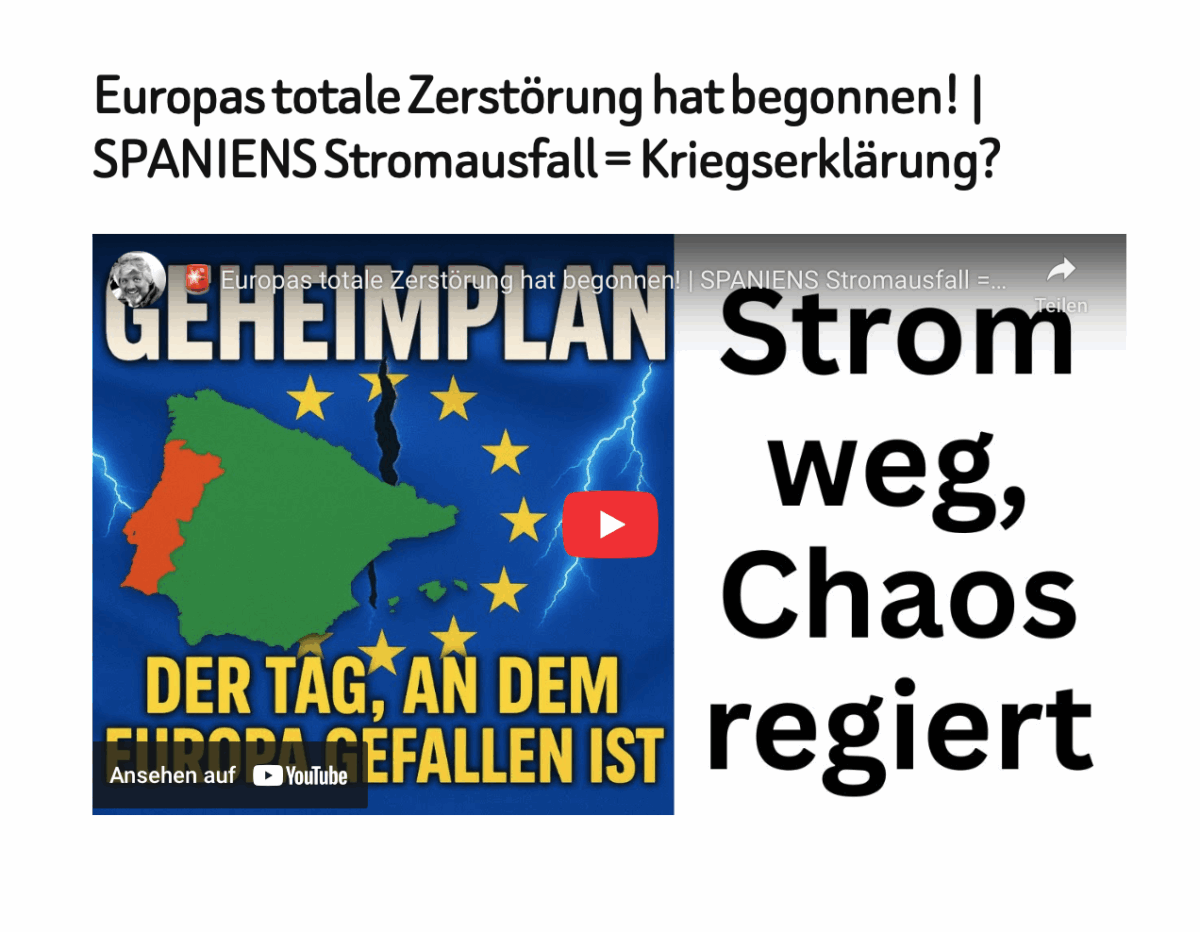 Europas totale Zerstörung hat begonnen! | SPANIENS Stromausfall = Kriegserklärung?