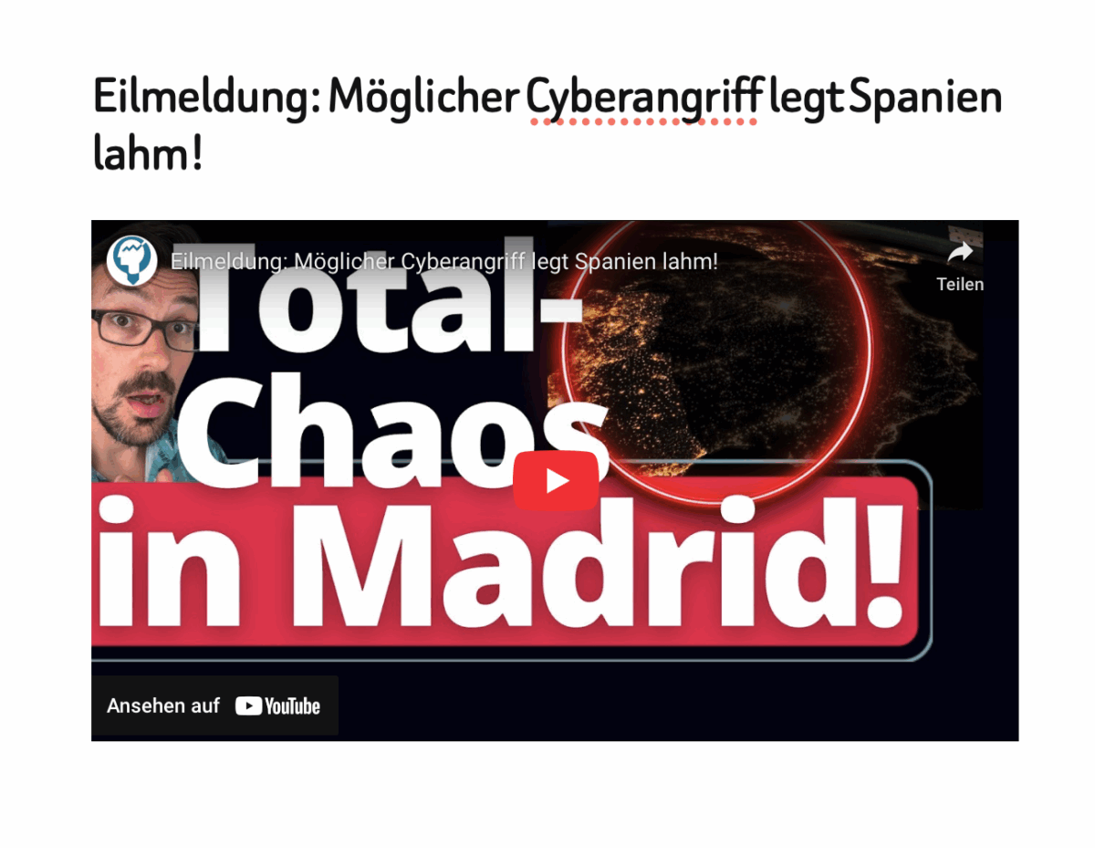 Eilmeldung: Möglicher Cyberangriff legt Spanien lahm!