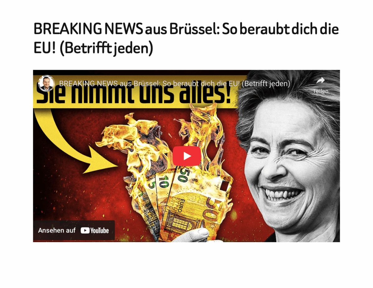 BREAKING NEWS aus Brüssel: So beraubt dich die EU! (Betrifft jeden)